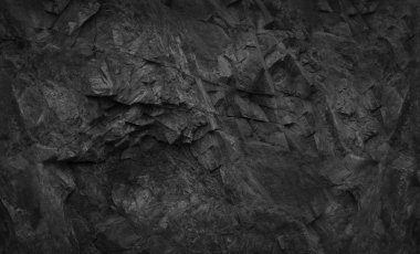 Siyah kaya arka planı. Koyu gri taş dokusu. Siyah grunge geçmişi. Dağ yakın çekim.