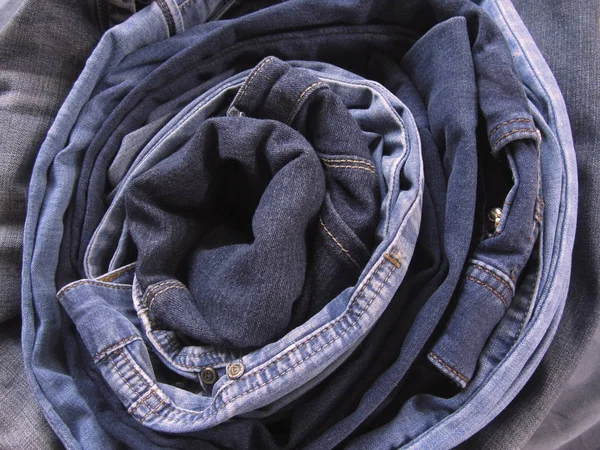 Bir Sürü Eski Kot Pantolon Kot Pantolon Arka Planı Denim — Stok fotoğraf