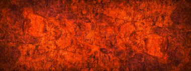 Kırmızı turuncu grunge arka plan. Tonlanmış kaya dokusu. Yakın plan. Kopyalama alanı olan parlak kırmızı pankart. Renk eğilimi 2020.