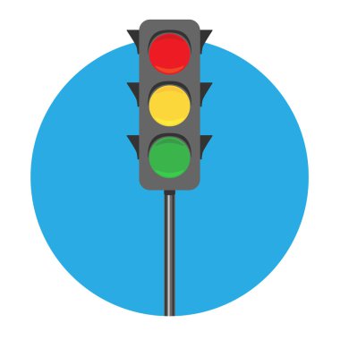 Trafik lambasının vektör çizimi. Çizgi film trafik ışığı.