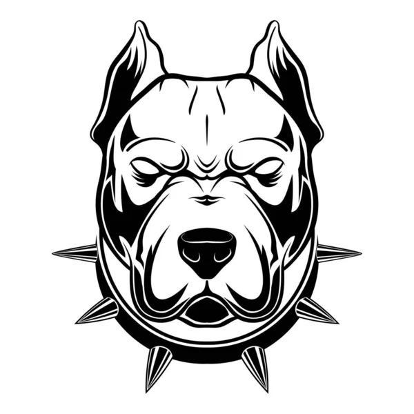 Pitbull Spiked Collar Vector — Stockový vektor