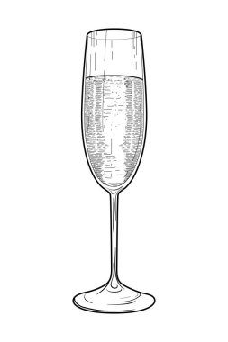 Şampanya ile cam taslağı. Tek Renkli