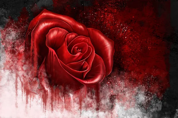 Grunge Myte Róża Cyfrowy Ilustracja Róży Tle Nieczysty Myjnią Uszkodzony — Zdjęcie stockowe