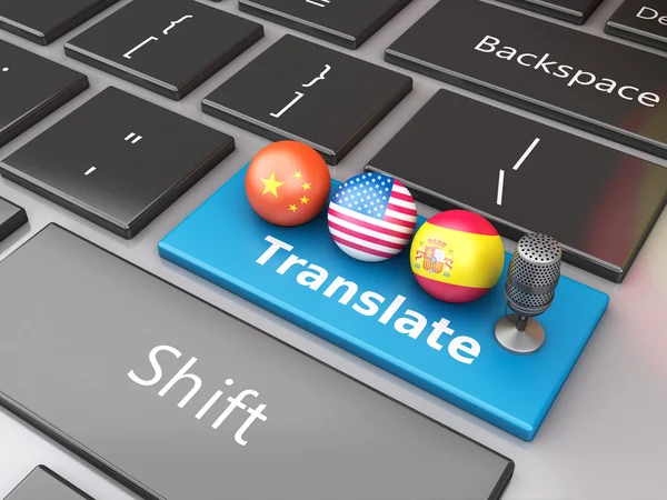 3D-Translate vreemde talen op computertoetsenbord — Stockfoto