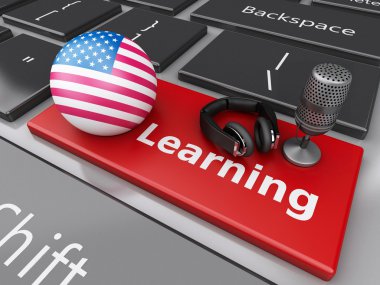 bilgisayar klavye üzerinde 3D öğrenme İngilizce.