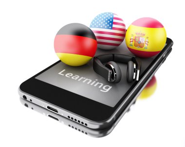 yabancı dil smartphone cep telefonu ile 3D öğrenmek.