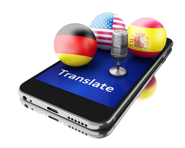 3D-Translate vreemde talen op smartphone. — Stockfoto