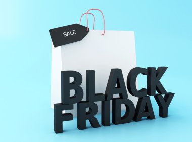 3D Black friday alışveriş çantası ile.