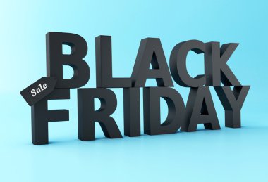 3D siyah Cuma satış konsepti.