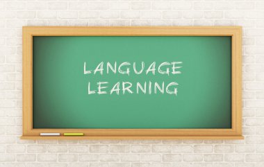 Dil öğrenimi ile 3D yazı tahtası.