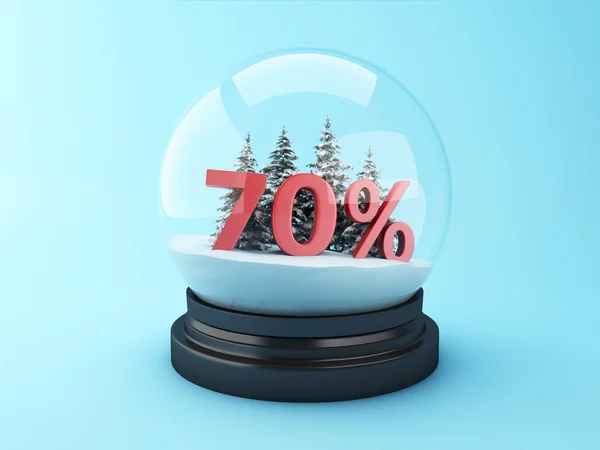 3D hó kupola fák és piros 70 % kedvezmény. — Stock Fotó