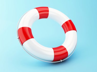 mavi arka plan üzerinde 3D kırmızı hayat bouy.