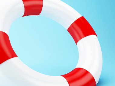 mavi arka plan üzerinde 3D kırmızı hayat bouy.