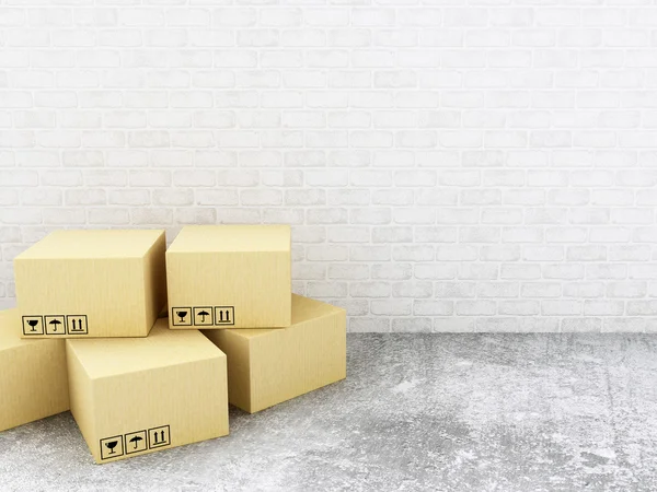 Cajas de cartón 3D. Concepto de entrega . — Foto de Stock