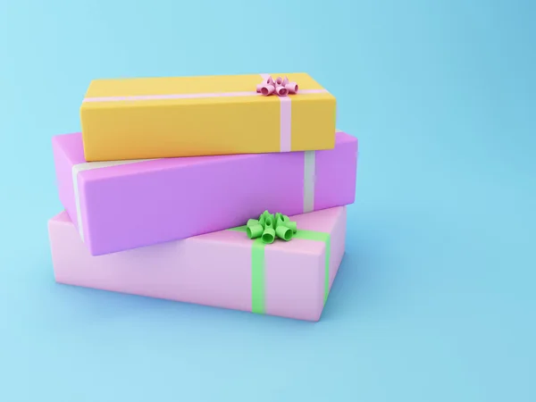 3D bunte Geschenkboxen. — Stockfoto