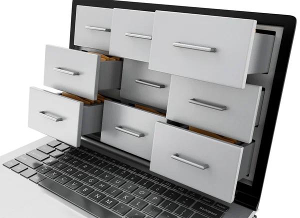 3d Files and folders in laptop — Stock fotografie