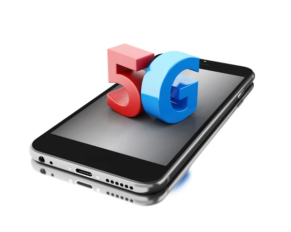 3d Mobile phone with 5G sign. — Stock Photo, Image