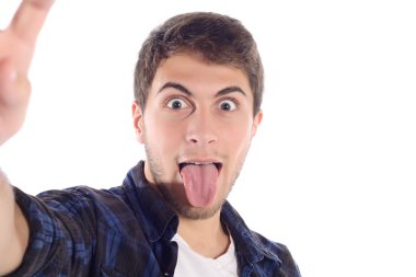 Adam selfie çekiyor..