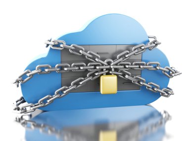 dosya depolama ve asma kilit ile 3D cloud.