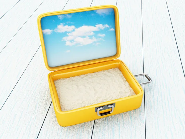 Suitcase open with sand. — Stock Photo, Image