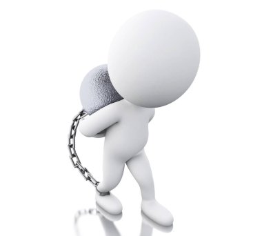 3D Punished ceza demir top ile bağlı.