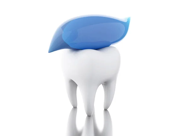 Diente 3D con pasta dental . — Foto de Stock
