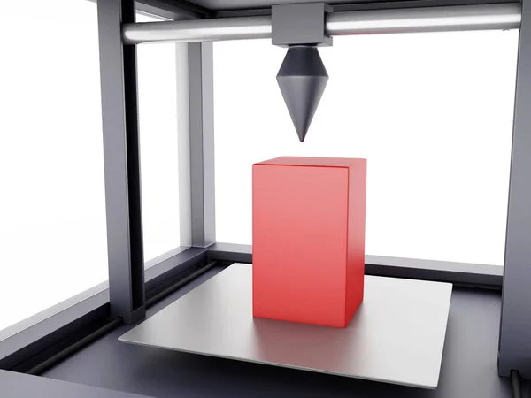 3D printer prints geometrical shape. — Stock Photo, Image
