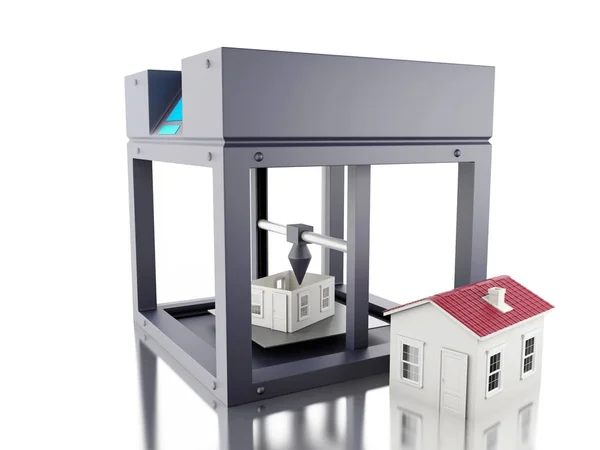 3D-printer worden afgedrukt op een huis. — Stockfoto