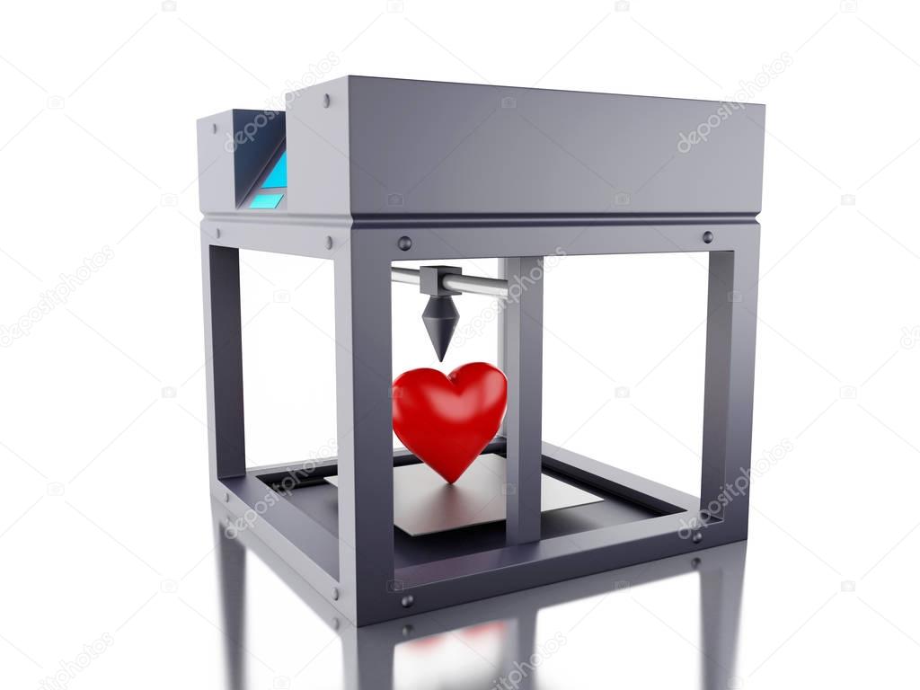 3D printer printed a heart.