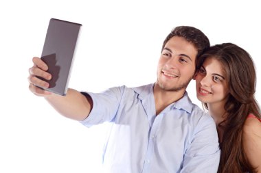 Çift alarak selfie tablet ile.