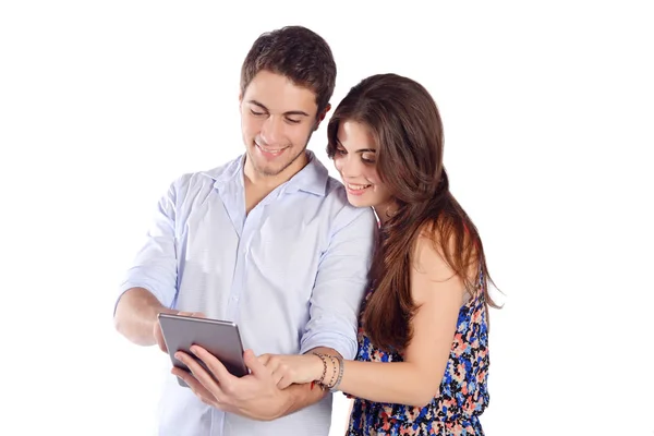 Pareja usando tableta digital . — Foto de Stock