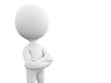 3D beyaz insanlar ayakta ve düşünme.