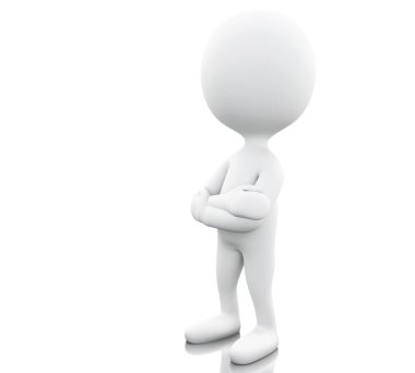 3D beyaz insanlar ayakta ve düşünme.