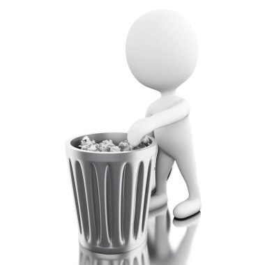 3d beyaz insanlar çöp atma.