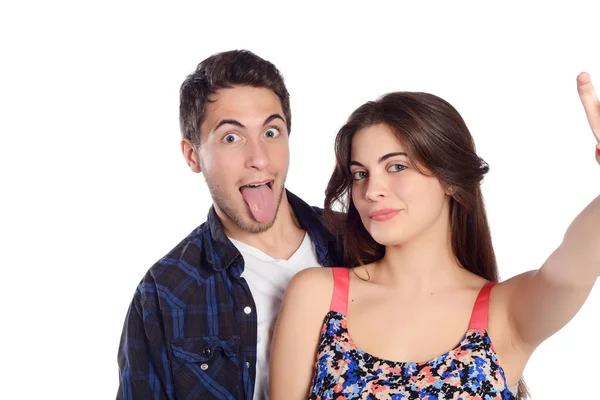 Pareja joven tomando selfie. —  Fotos de Stock