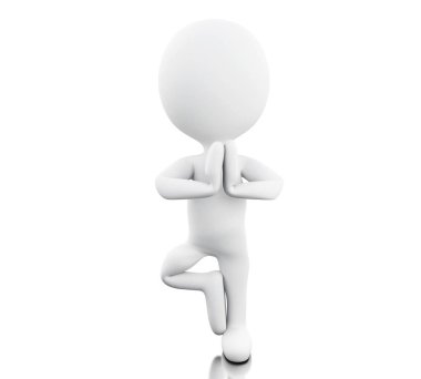 3d withe insanlar Yoga egzersiz yapıyor