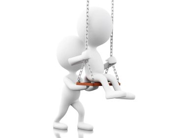 3D beyazlar salıncak üzerinde.