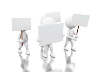 3d beyaz insanlar protesto 