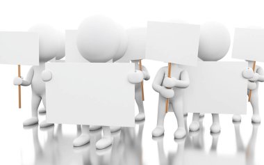 3d beyaz insanlar protesto 