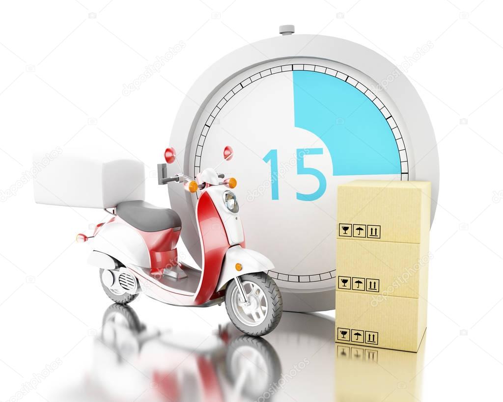 3d delivering boxes with motorbike on time