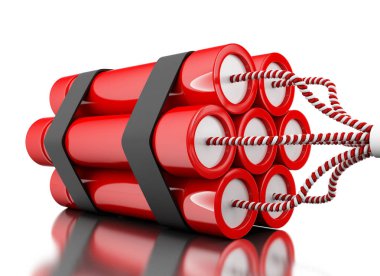 Beyaz arka plan üzerinde 3D Dynamited bomba