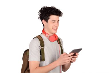 Tablet Kullanan Genç Adam Portresi.