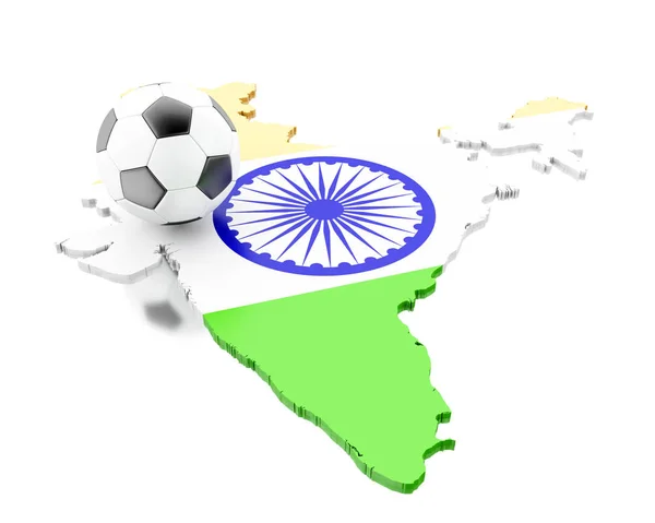 3d India mapa con fútbol — Foto de Stock