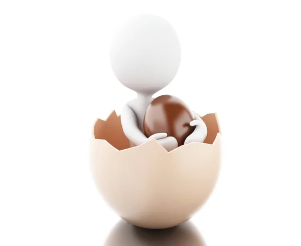 Beyaz insanlarla 3D: Paskalya yumurtaları. — Stok fotoğraf