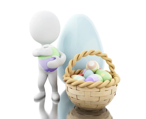 3d Easter eggs in a basket — Stock Photo, Image