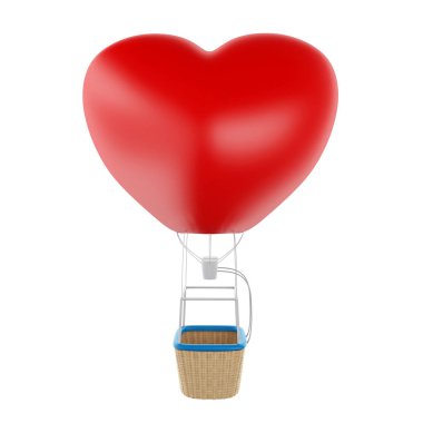 3D sıcak hava balonu kalp şeklinde.