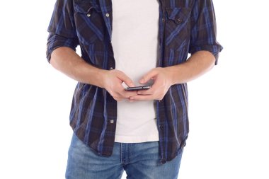 adam onun smartphone yazarak.