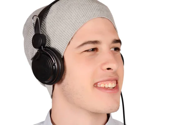 Людина прослуховування музики . — стокове фото