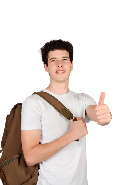 Retrato de jovem latino com mochila . — Fotografia de Stock