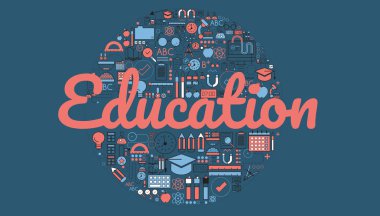 Eğitim okul kutsal kişilerin resmi ile tasarım. Vektör halat 